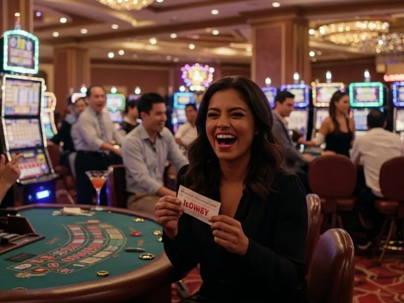 Casual woman celebrating a happy payout while playing on sabongsportslive com