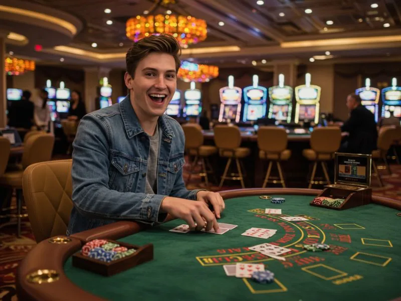Happy man enjoying live games at 777 pub online casino