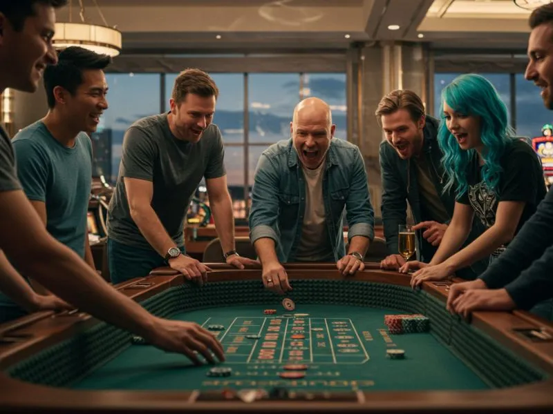 Friends cheering and playing together at 8k8 Online Casino for an exciting gaming experience.