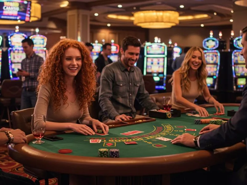 Curly-haired woman celebrating a poker win at Betvisa Online Casino