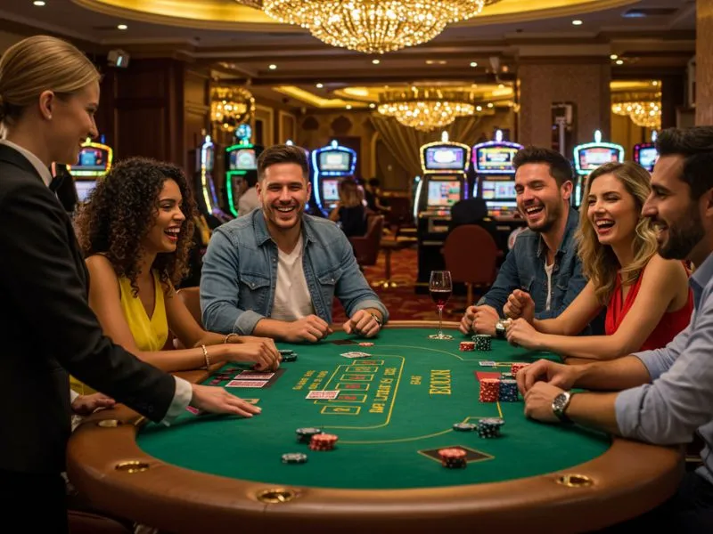 Friends enjoying drinks while playing at Betvisa Online Casino.