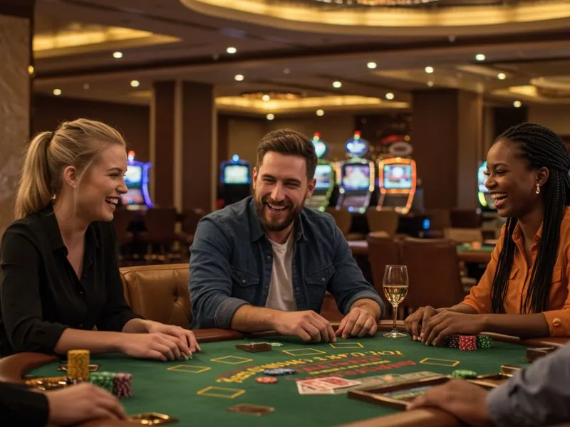 Friends enjoying a fun gaming session at Betvisa Online Casino.