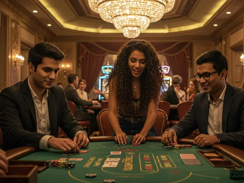 Friends enjoying a poker game at Lucky Horse Online Casino.