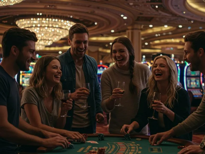 Manny Pacquiao laughing and cheering while playing at Manny Pacquiao Online Casino.