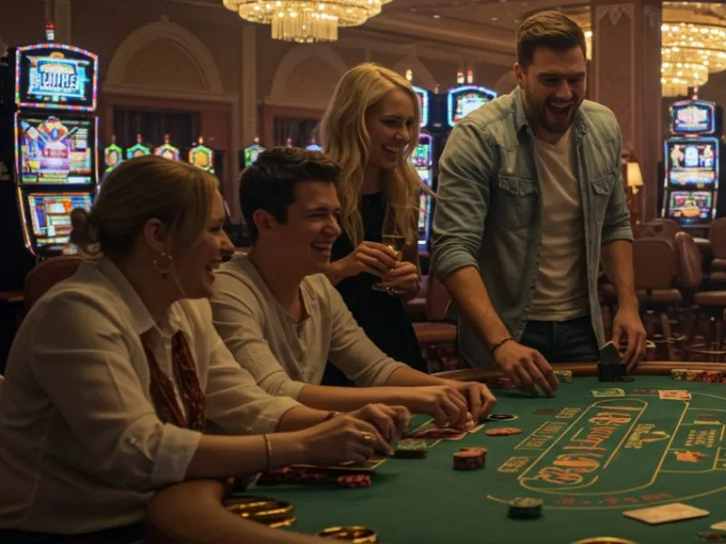 Happy friends playing and winning at mwplay888 online casino log in.