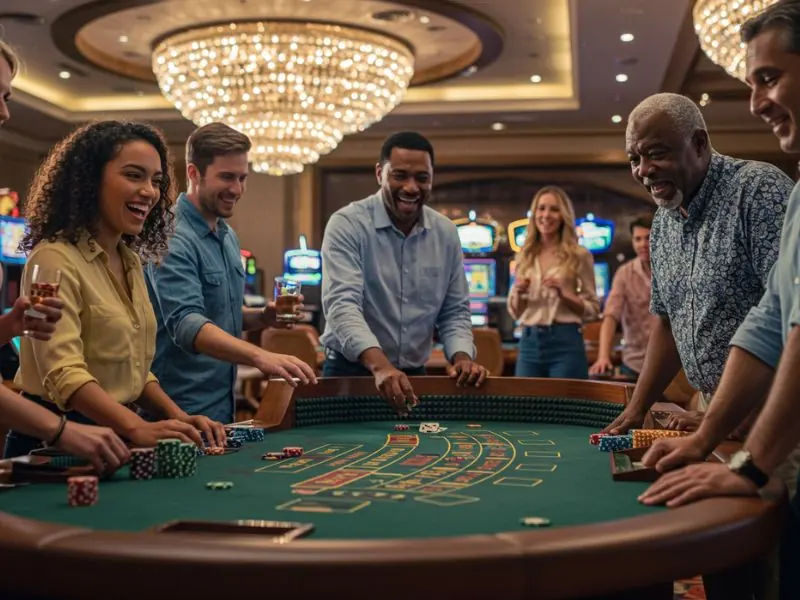 Happy friends enjoying exciting games together at ph365 online casino