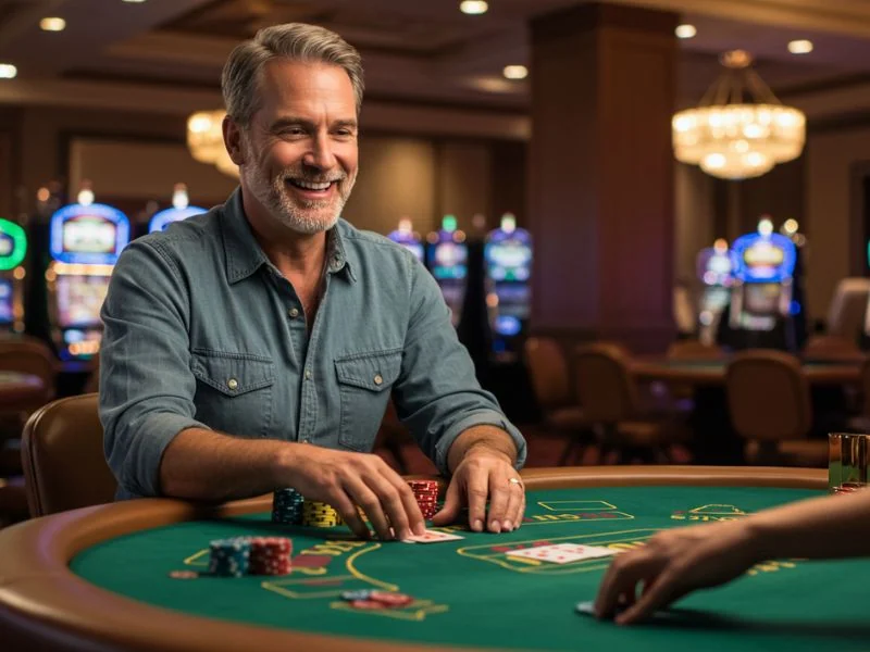 Happy man engaged in exciting gameplay at ph365 online casino