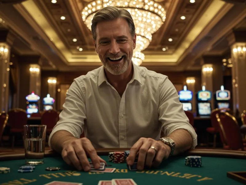 Happy man celebrating a big win while playing at ph365 online casino