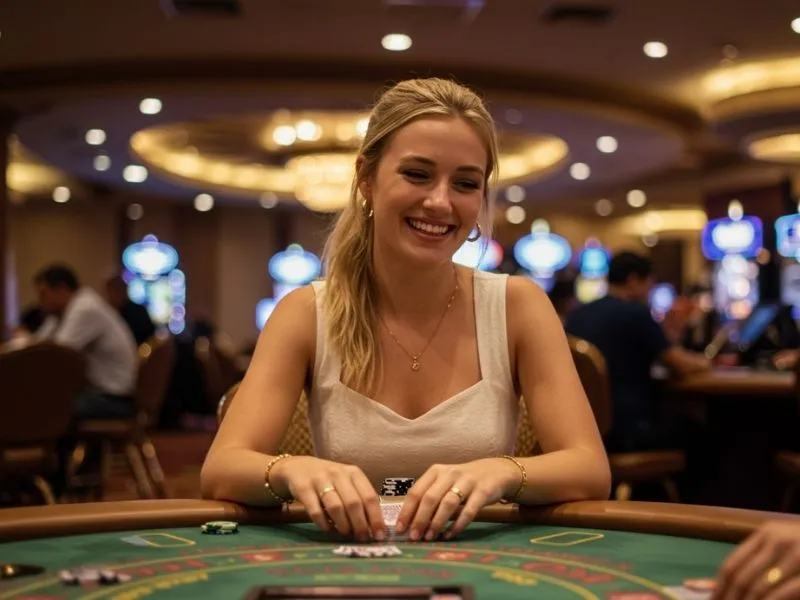 Relaxed woman enjoying online casino games after logging in via do 888 casino login