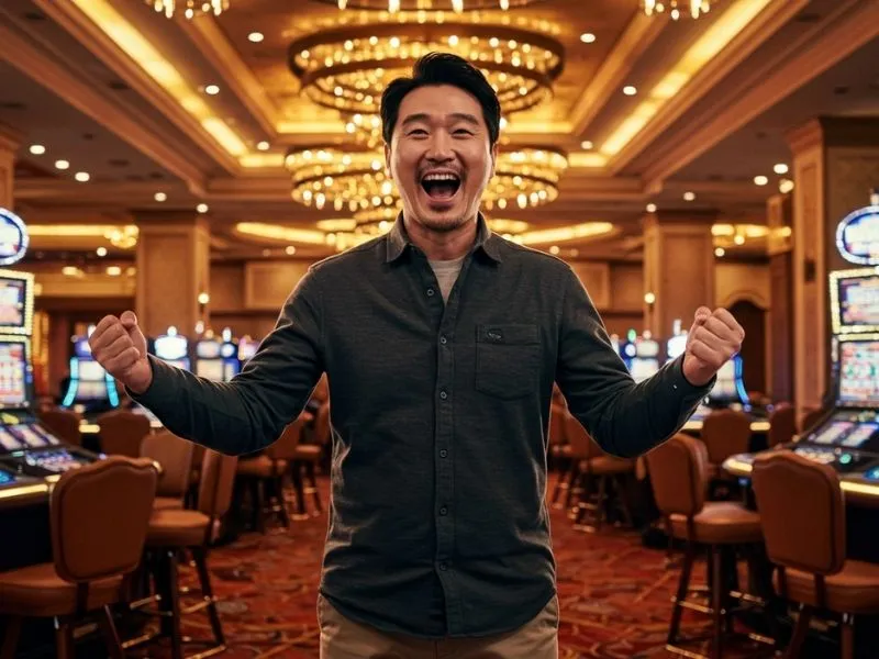 Man enjoying a fun night of gaming and entertainment at me777 online casino