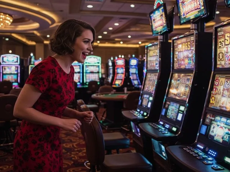 Excited guest celebrating a big slot jackpot win at monte carlo casino online