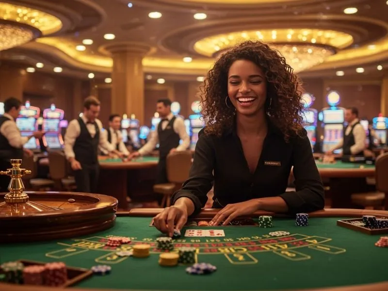 Player placing chips on a roulette table at peso 63 online casino