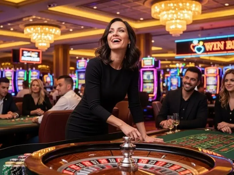 Joyful player enjoying roulette at the Happy 777 Online Casino
