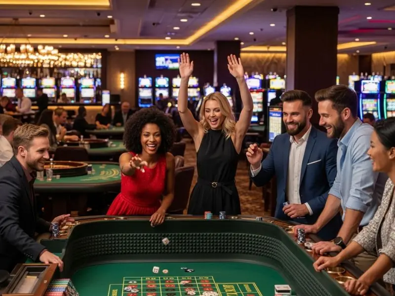 Woman confidently going all in at the poker table at JK4 Casino