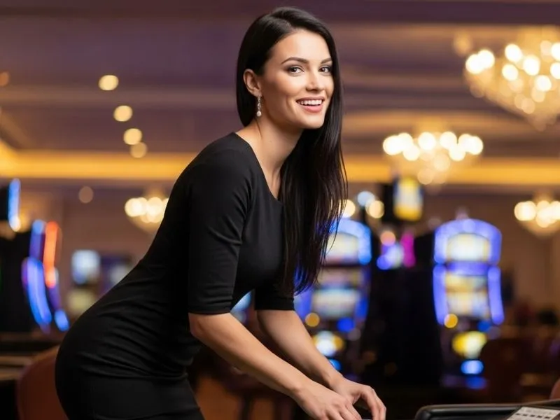 Woman enjoying online casino games after z25 casino login.