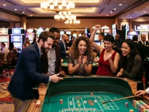 Player enjoying a colorful slot machine in 55bmw slot casino casino adventures are full of fun and thrill