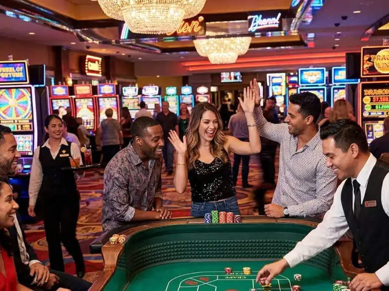 Player celebrating a win on a bright slot machine in 55bmw slot casino enjoy every lucky moment on the casino floor