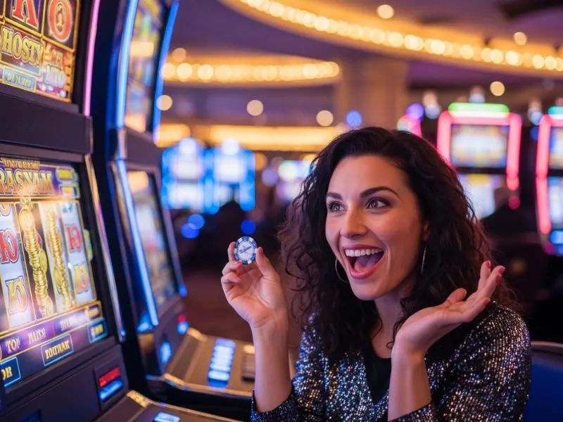 Player enjoying free spins on their favorite slot game at 747 Online Casino with excitement