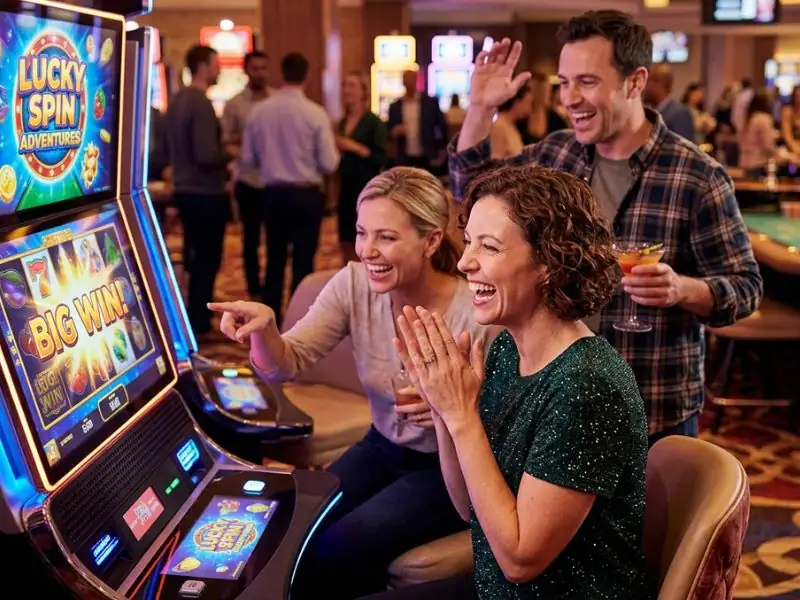 Player enjoying a lively slot machine game in 8k8 slot casino feel the fun and excitement in the casino
