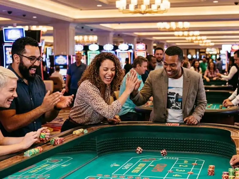 Player smiling while playing a slot machine in fb777 slot casino login smile and play with happy casino vibes