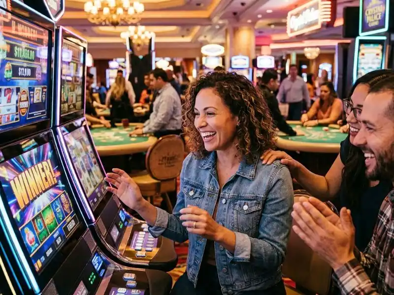 Player enjoying a slot machine win in jiliasia casino slot happy moments are just a casino bet away