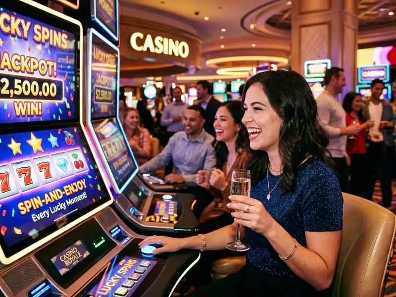 Player spinning a slot machine and enjoying every lucky moment at Pogo Online Casino