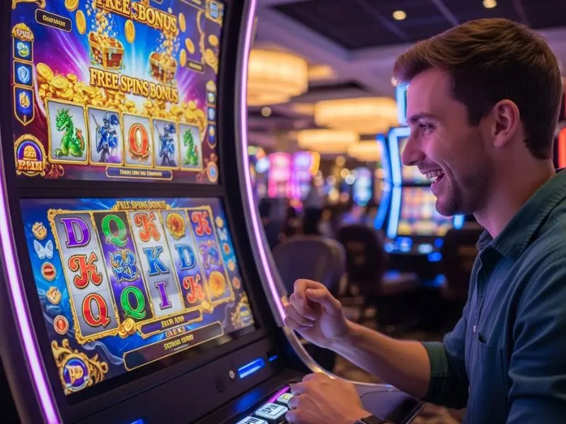 Player enjoying free spins on their favorite slot game at Solaire online casino.