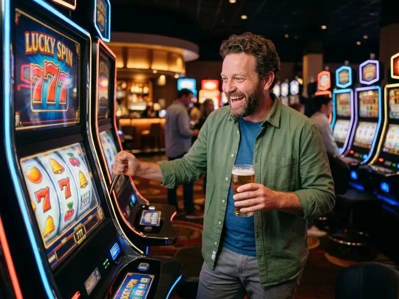 10 best online casinos a happy player enjoys every spin at the casino smiling player engaged in slot machine spins