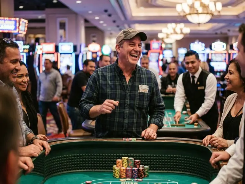 10 best online casinos the happy casino player laughs after a lucky win joyful player celebrating casino victory