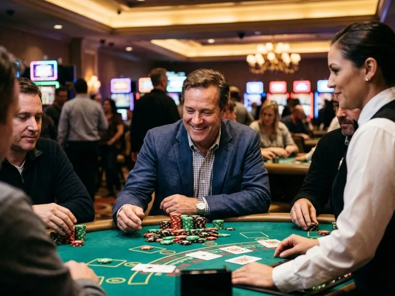 best online casino asia luck seemed to favor the player tonight smiling player enjoying winning streak in casino