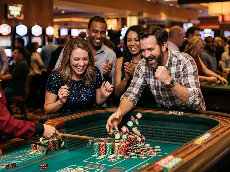 best online casino bonus they enjoyed the sound of winning chips happy player reacting to casino win