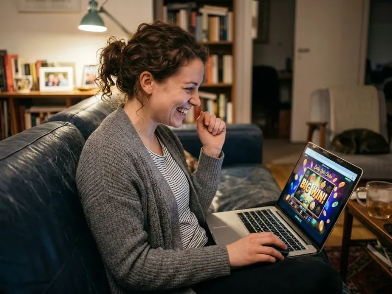 mexican slot game a happy player smiles while playing at the online casino cheerful player enjoying slot gameplay