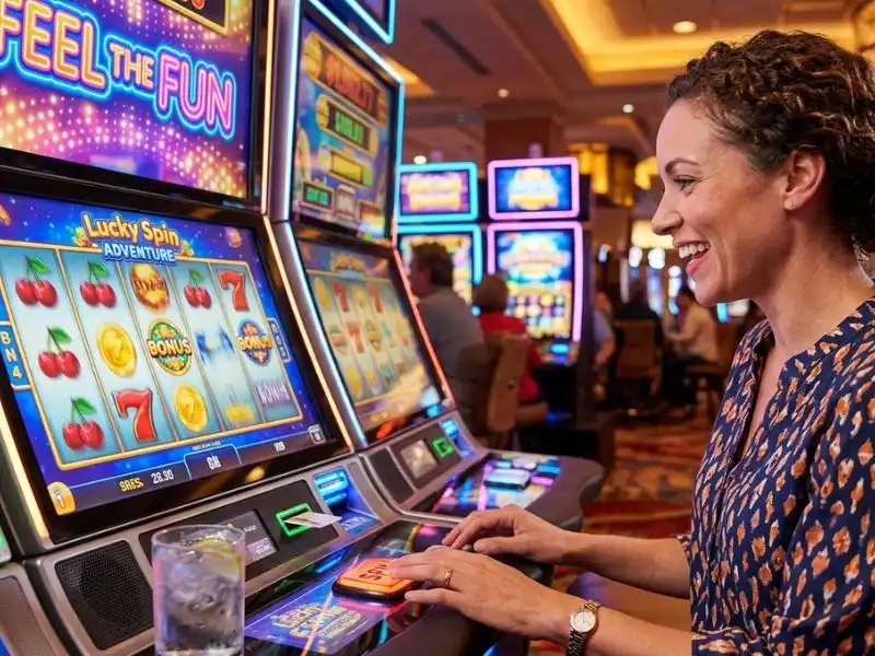 slot zone casino feel the fun with every casino slot spin mobile interface showing slot reels spinning and casino dashboard