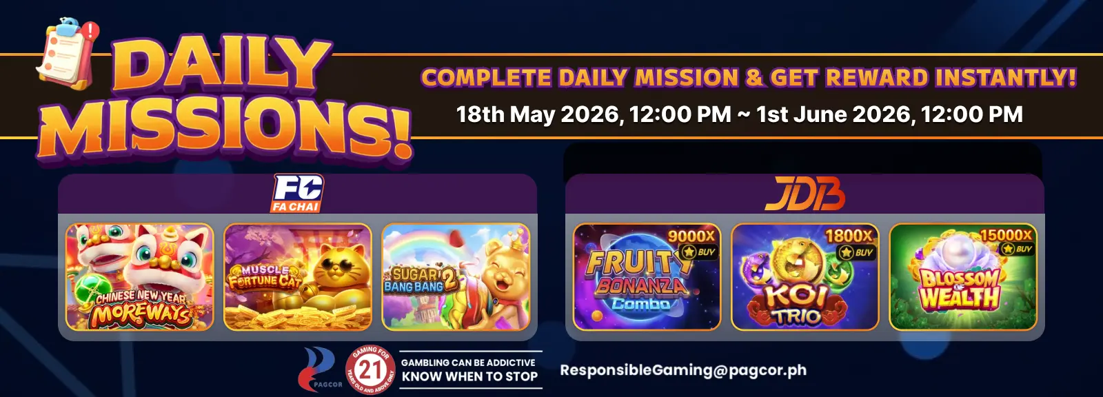 ApexGaming Mobile App daily missions promo featuring Fa Chai and JDB slot games with instant rewards and online casino Philippines bonuses