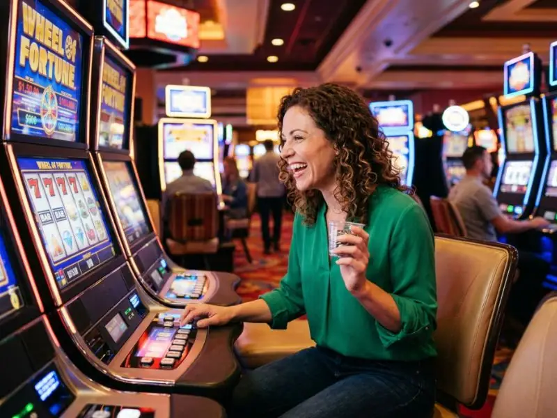 Classy lady enjoying the excitement of a grand casino destination inspired by 7JL Online Casino
