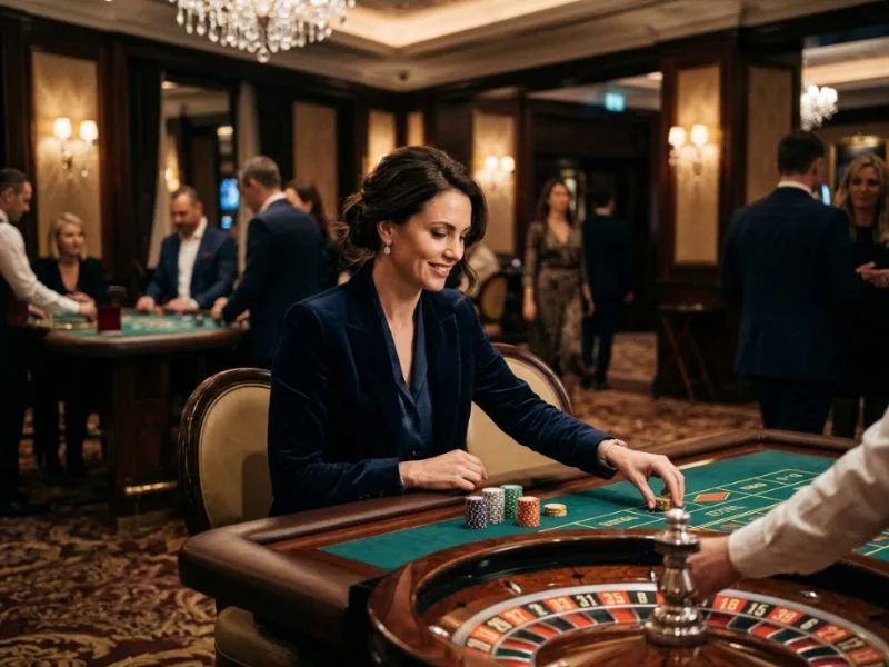 Classy lady playing casino games with style at an alt online casino