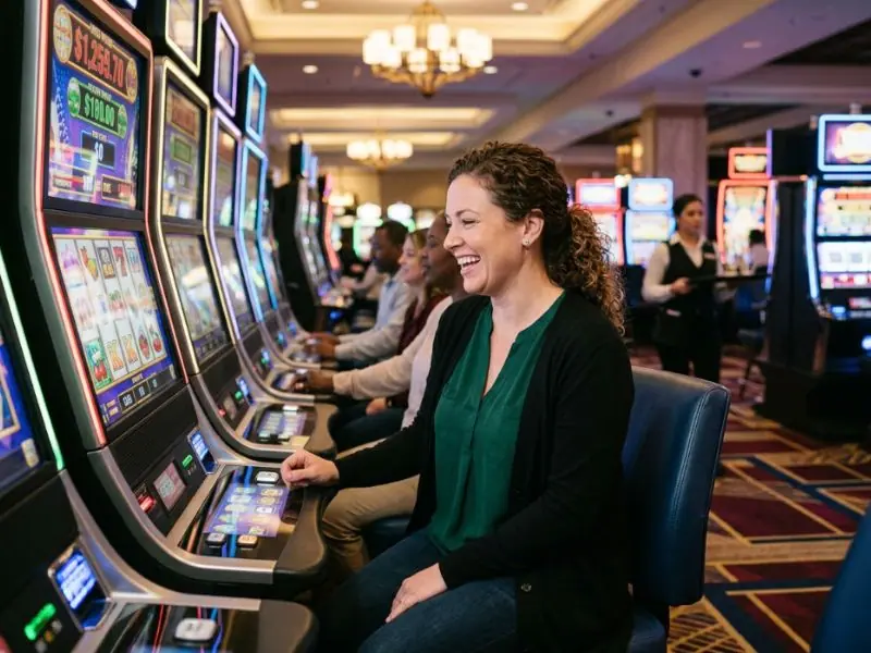 Glamorous lady enjoying a vibrant casino resort atmosphere inspired by Apex Online Casino