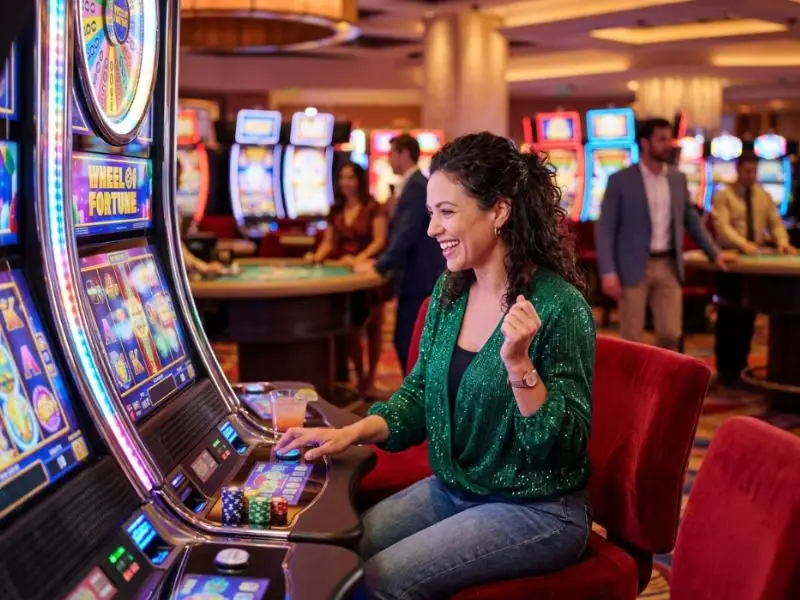 Graceful lady enjoying a luxury casino atmosphere inspired by Apex Online Casino