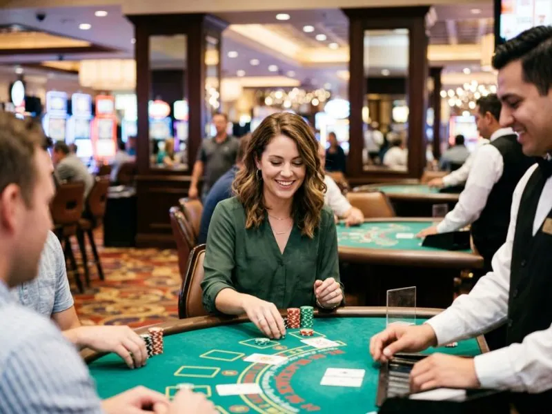 Chic woman enjoying a lively casino night inspired by Jili Online Casino Free 200PHP