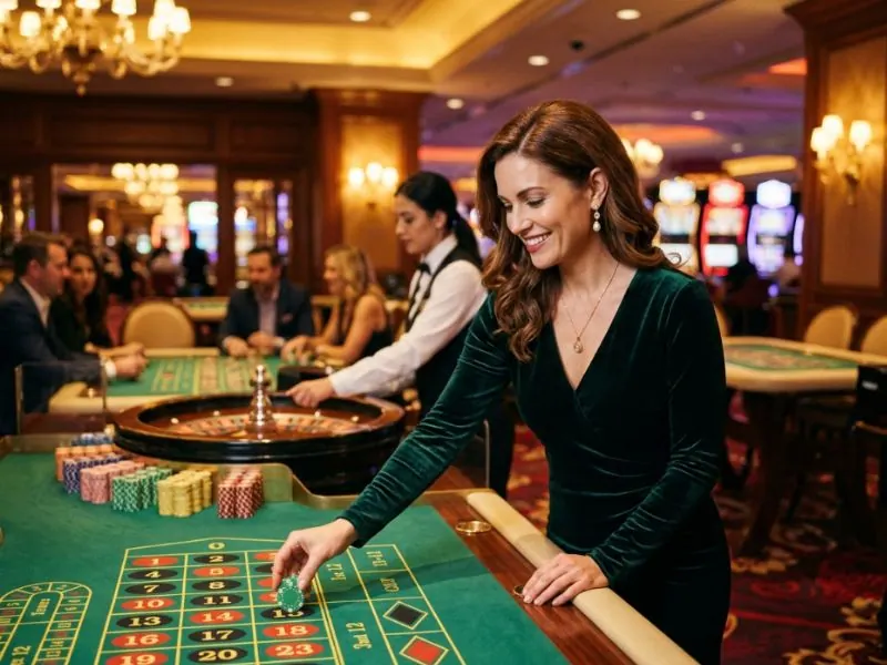 lucky cola.com casino beautiful woman enjoying a relaxing and luxurious casino experience