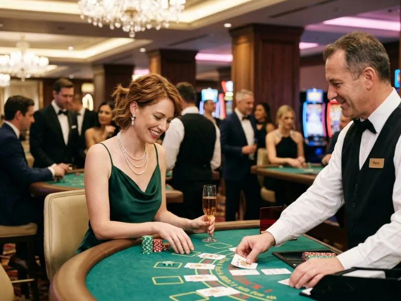 phsky com casino login elegant woman enjoying a sophisticated evening at a luxury casino resort