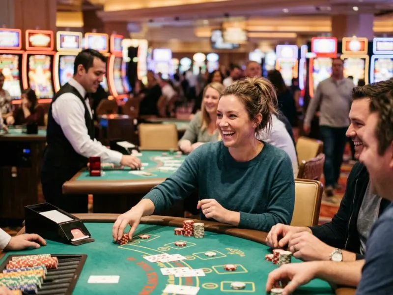 Confident woman enjoying a luxurious casino evening inspired by Q25 Online Casino