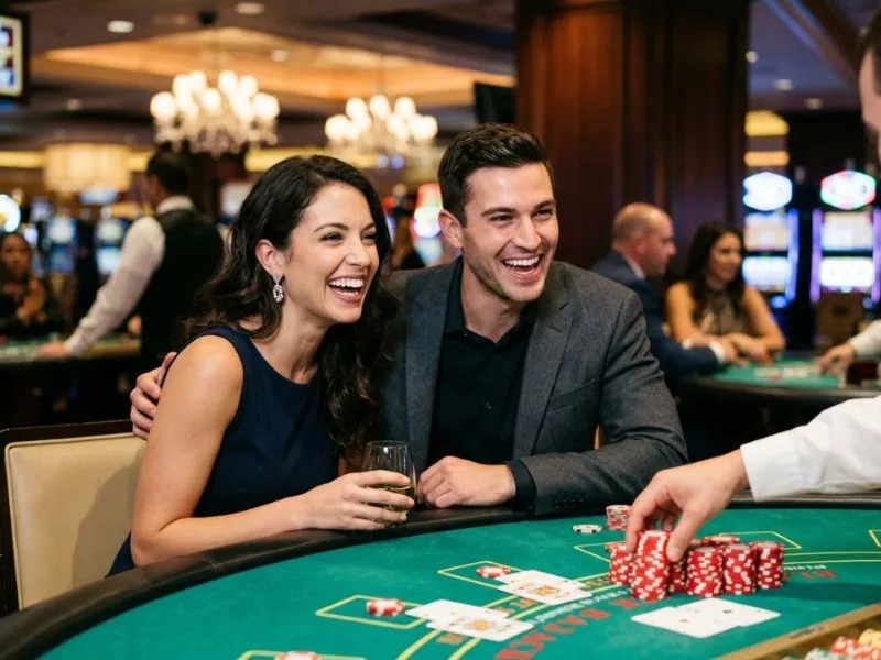 Happy couple enjoying casino games and entertainment at WOWPH.com Online Casino
