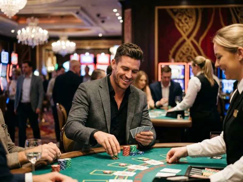 Handsome man enjoying a luxury casino night at Z25 Casino Login